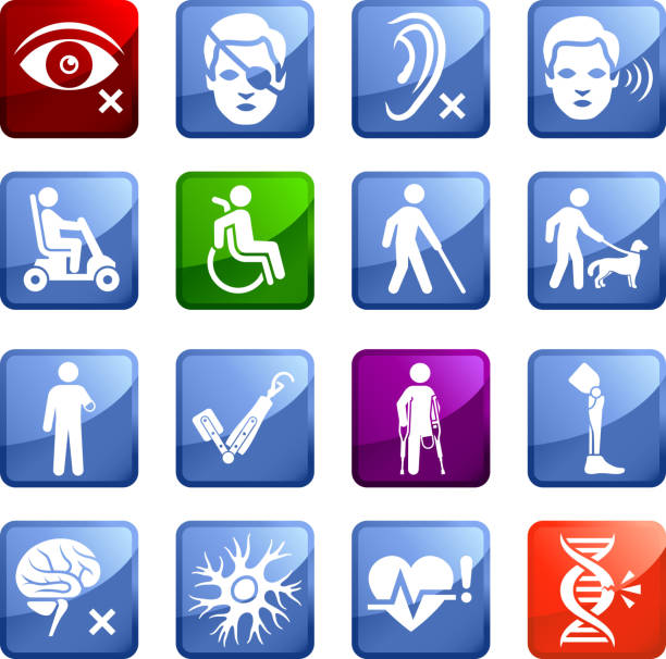 istock Injury and Disability royalty free vector icon set stickers 166081784