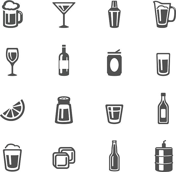 Alkohol ikony – artystyczna grafika wektorowa