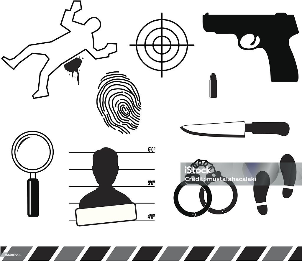 Forensische Symbole - Lizenzfrei Verbrechen Vektorgrafik