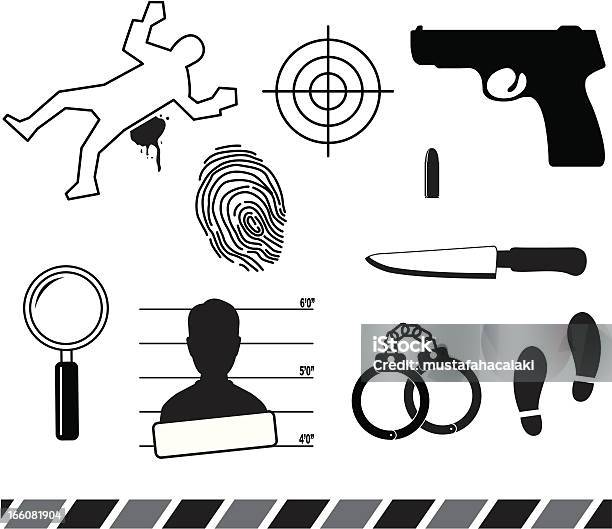 Forensische Symbole Stock Vektor Art und mehr Bilder von Verbrechen - Verbrechen, Mord, Icon