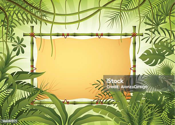 Ilustración de Banner De Bambú En La Selva y más Vectores Libres de Derechos de Bosque pluvial - Bosque pluvial, Selva Tropical, Fondos