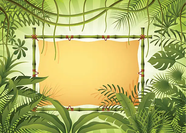 Vector illustration of Bamboo Banner in the Jungle
