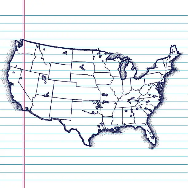 Vector illustration of Hand-Drawn Map of the USA