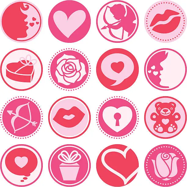 Vector illustration of Valentine - Circle Icons/Seals
