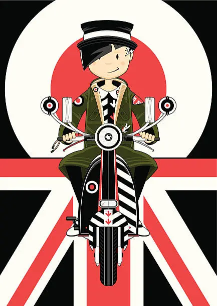 Vector illustration of Retro Mod Girl on Scooter