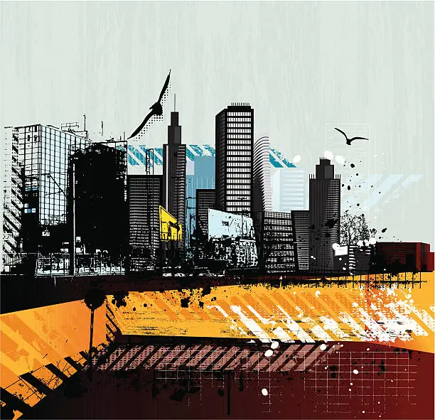 Vector illustration of Grunge City