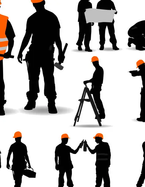 Vector illustration of Construction Workers.