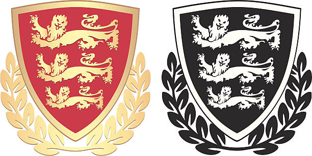 ilustrações, clipart, desenhos animados e ícones de inglês brasão de armas - coat of arms insignia lion nobility