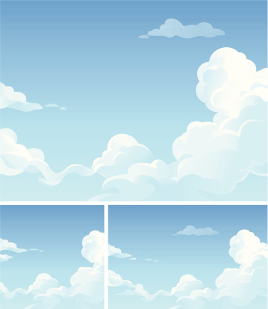 White clouds in a blue sky. EPS 8, fully editable, grouped and labeled in layers.