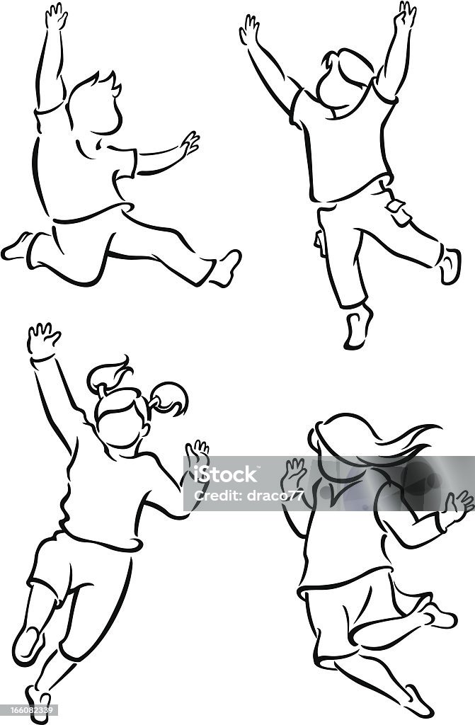 Fun Kids Line Art Stock Illustration - Download Image Now - Abstract ...
