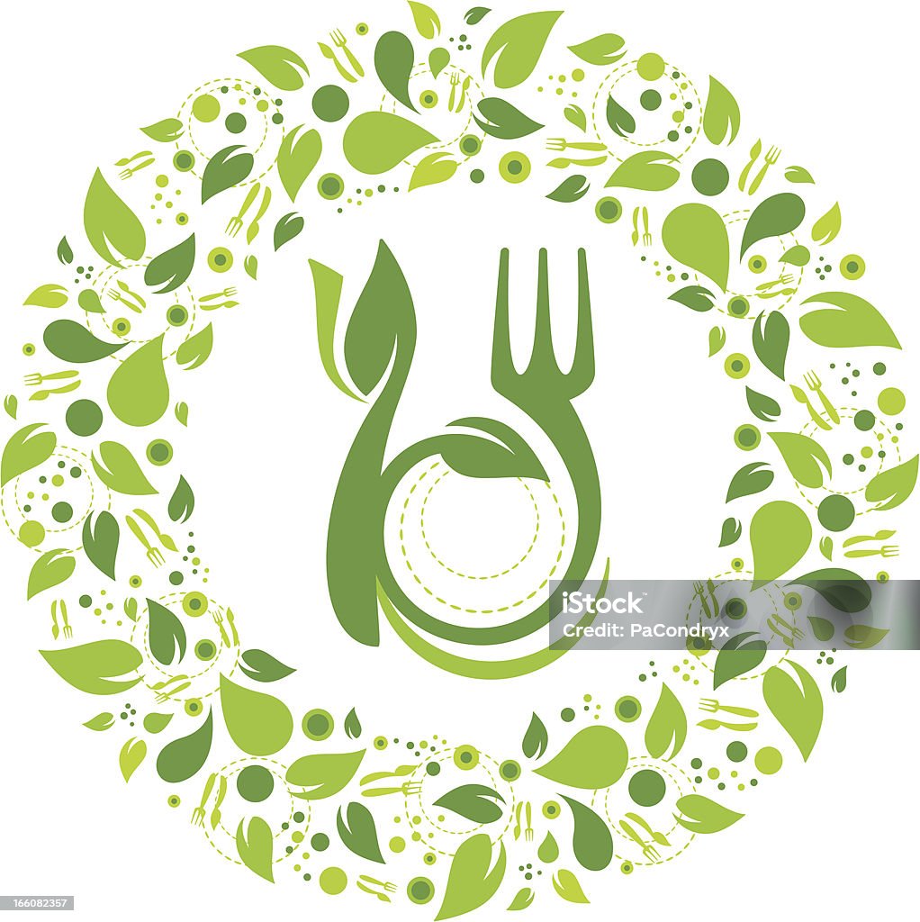 Alimentazione sana simbolo garland - arte vettoriale royalty-free di Foglia