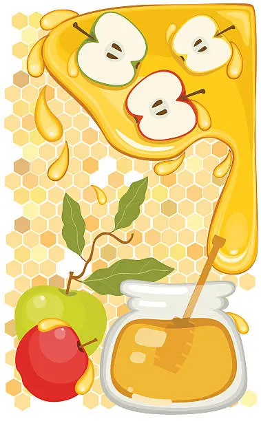 Vector illustration of Apples and Honey