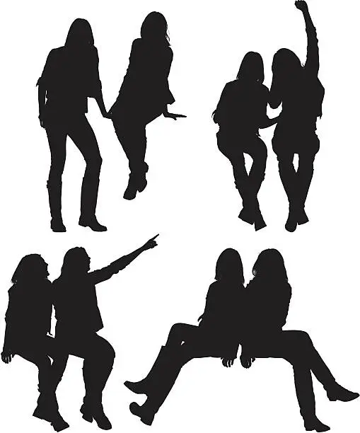 Vector illustration of Multiple images of female friends