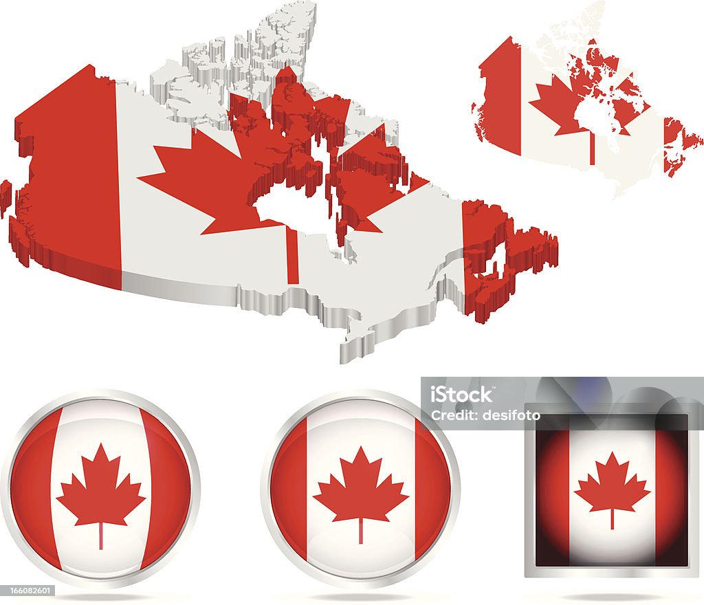Canadá bandera y mapa de materiales - arte vectorial de Arce Rojo libre de derechos