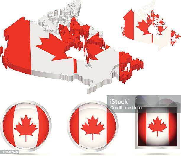 Ilustración de Canadá Bandera Y Mapa De Materiales y más Vectores Libres de Derechos de Arce Rojo - Arce Rojo, Vector, Abstracto