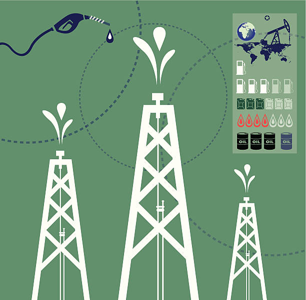 ilustraciones, imágenes clip art, dibujos animados e iconos de stock de producción de petróleo y el mundo - fossil fuel fuel and power generation reservoir organization