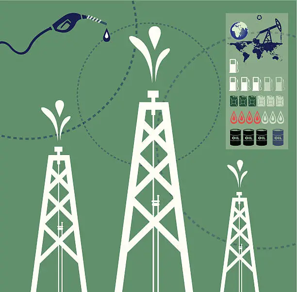 Vector illustration of Oil Production and World