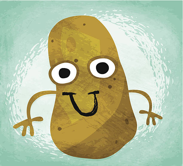 illustrazioni stock, clip art, cartoni animati e icone di tendenza di frutta & verdure, patate felice! - baked potato