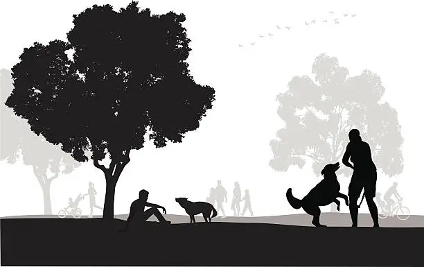 Vector illustration of Dog Park Vector Silhouette