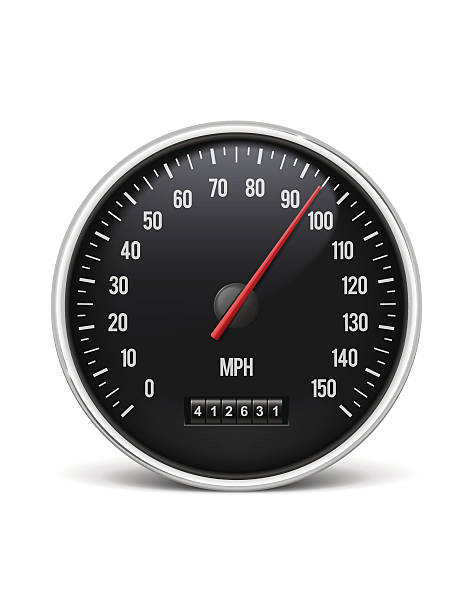 Speedometer Speedometer. Alternative version with km/h included. Jpeg without shadow also included. EPS 10 Illustration. Transparency and transparency effects used. Global Colors vintage speedometer stock illustrations