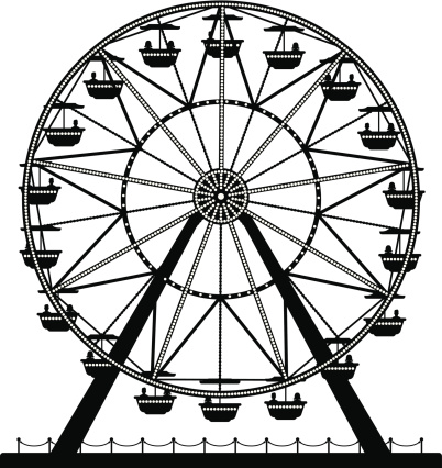 Detailed ferris wheel silhouette. 