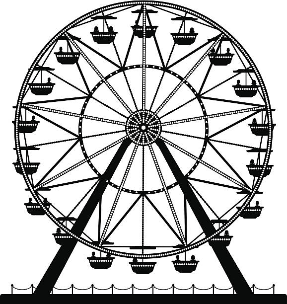 Ferris Wheel Detailed ferris wheel silhouette.  ferris wheel stock illustrations