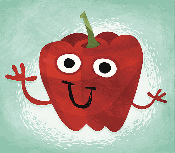 Fruits & Veggies - Happy Red Pepper!  red bell pepper stock illustrations