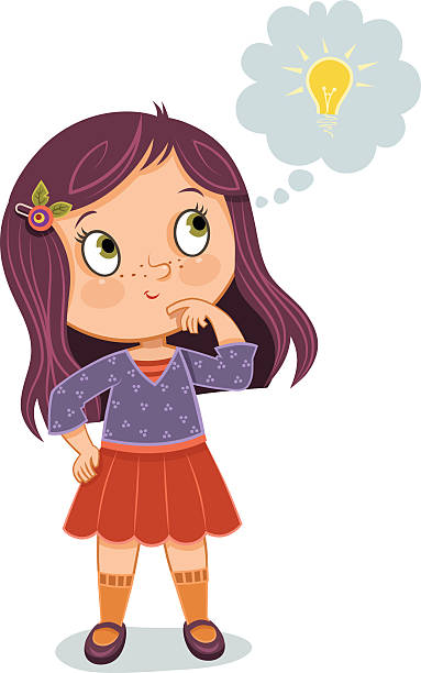 Cartoon illustration of a young girl having a bright idea A girl just found a bright idea. inspiration clipart stock illustrations