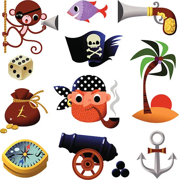 Vector illustration of Pirate Icons