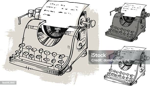 Ręcznie Rysowane Maszyna Do Pisania - Stockowe grafiki wektorowe i więcej obrazów Maszyna do pisania - Maszyna do pisania, Powrót do retro, Staromodny