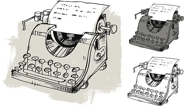 Vector illustration of Hand Drawn Typewriter
