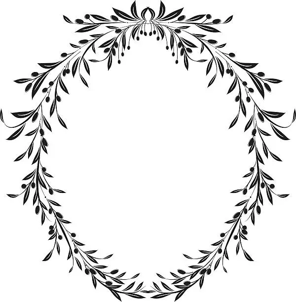 Vector illustration of Olive Branches Oval Frame Design Element Vector Illustration