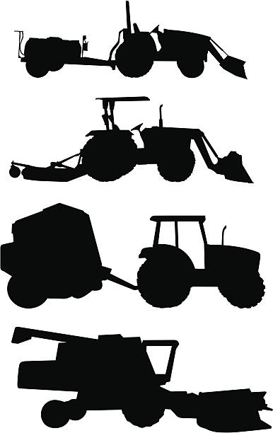 FARM TRACTORS vector art illustration