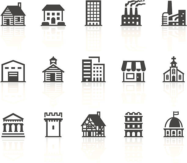 ilustrações de stock, clip art, desenhos animados e ícones de ícones de edifícios - casas de madeira modernas