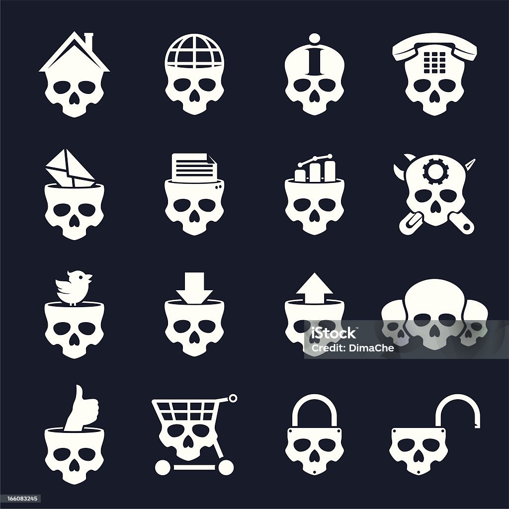 set di icone di Internet teschio - arte vettoriale royalty-free di Teschio e ossa incrociate