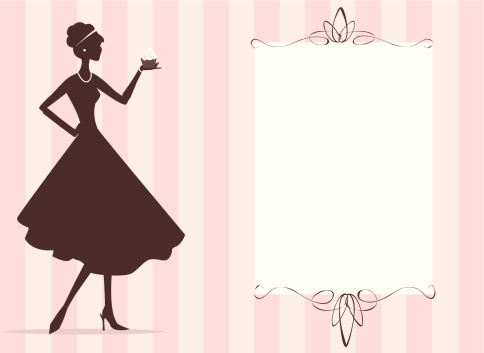 A retro styled woman holding a cupcake. On layers for easy editing.