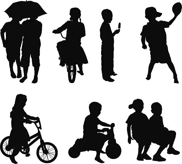 Vector illustration of Silhouette of children