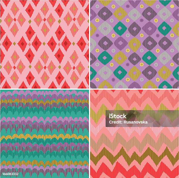 Set Of Ikat Seamless Patterns Stock Illustration - Download Image Now - Abstract, Abstract Backgrounds, Art And Craft