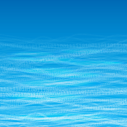 Binary waves on a blue background.