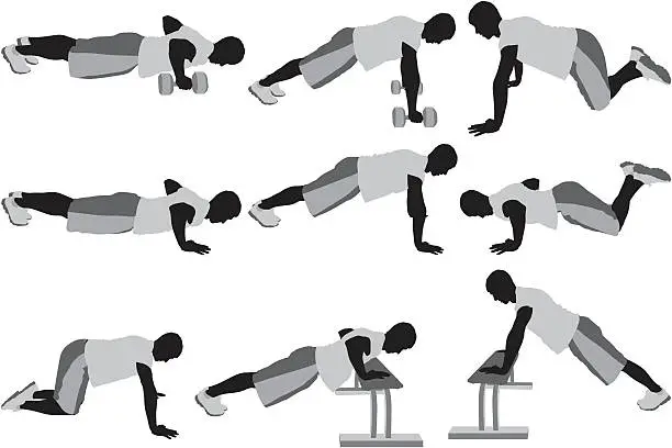 Vector illustration of Multiple images of a man exercising