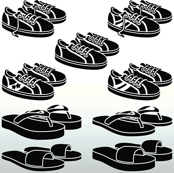 トレーナーと flipflops &ホワイト、ブラック - round toe shoes点のイラスト素材／クリップアート素材／マンガ素材／アイコン素材