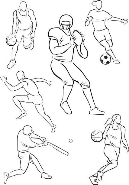 Vector illustration of Various sporting figures