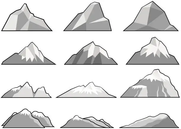 Vector illustration of mountain set