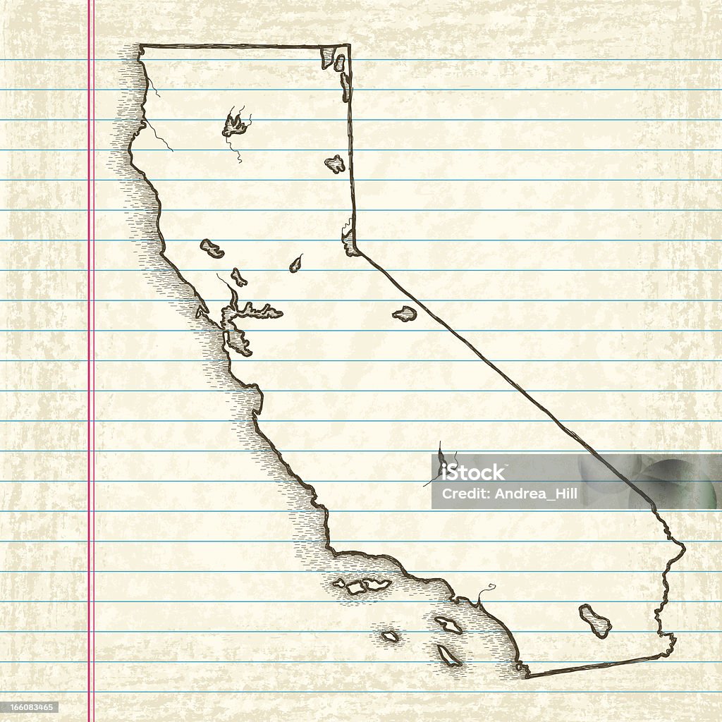 Dibujados a mano Mapa de California - arte vectorial de California libre de derechos