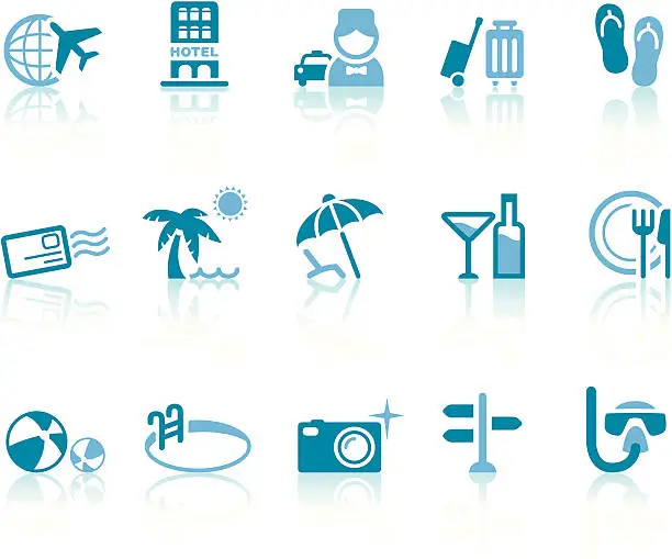 Vector illustration of Summer Vacation Icons | Simple Blue Series