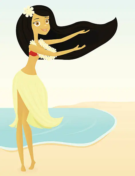 Vector illustration of Smiling Hula Dancer