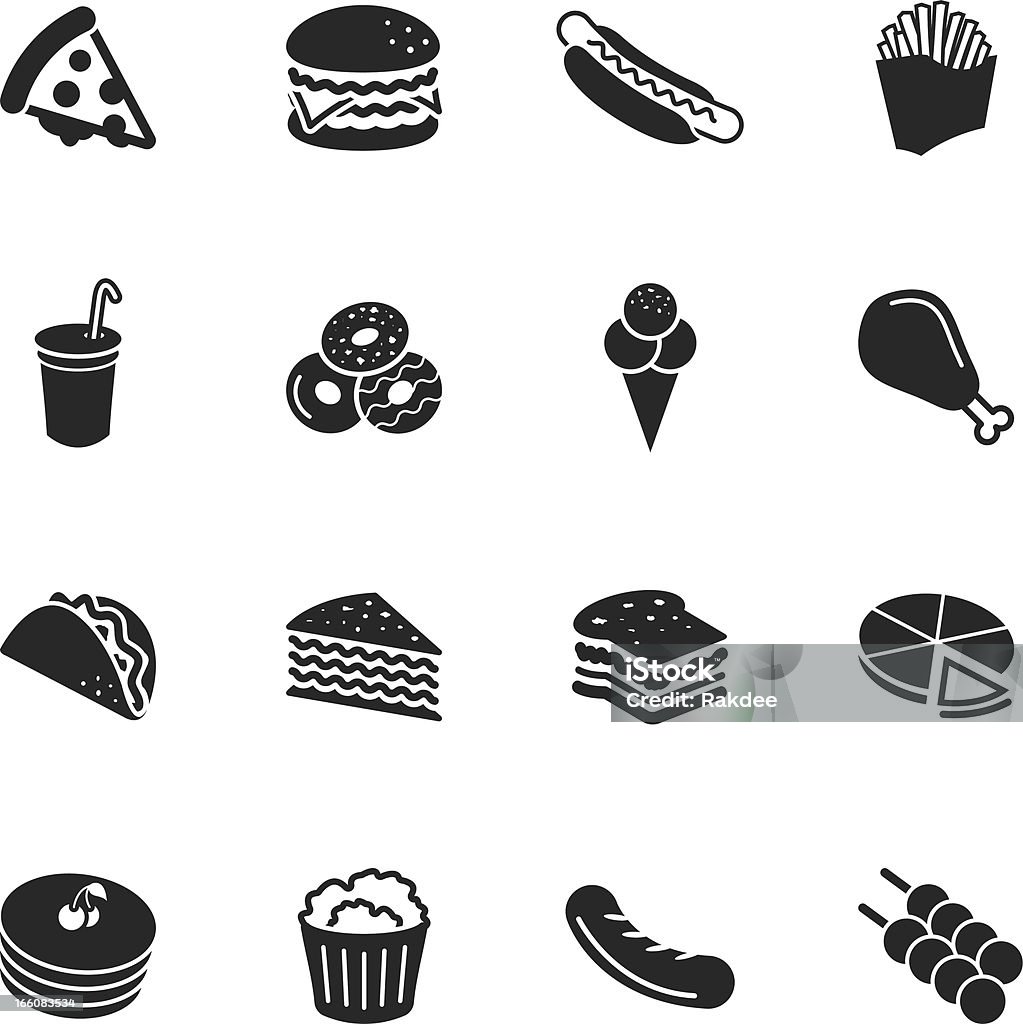 Fast Food Silhouette Icons Fast Food Silhouette Vector Icons Set. Icon Symbol stock vector