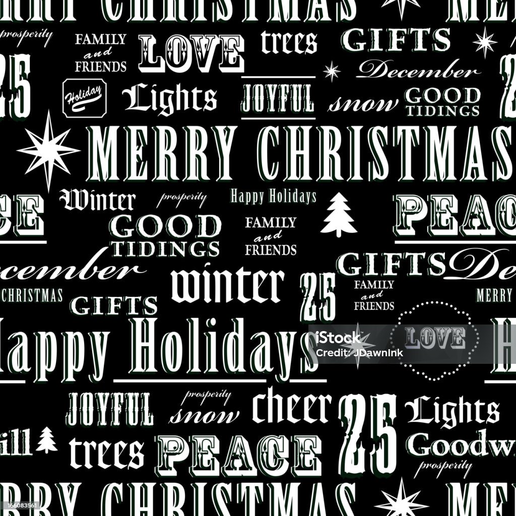 Mots de Noël noir et blanc motif sans couture de fond répéter - clipart vectoriel de Amour libre de droits