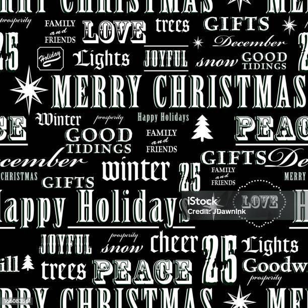 Mots De Noël Noir Et Blanc Motif Sans Couture De Fond Répéter Vecteurs libres de droits et plus d'images vectorielles de Amour