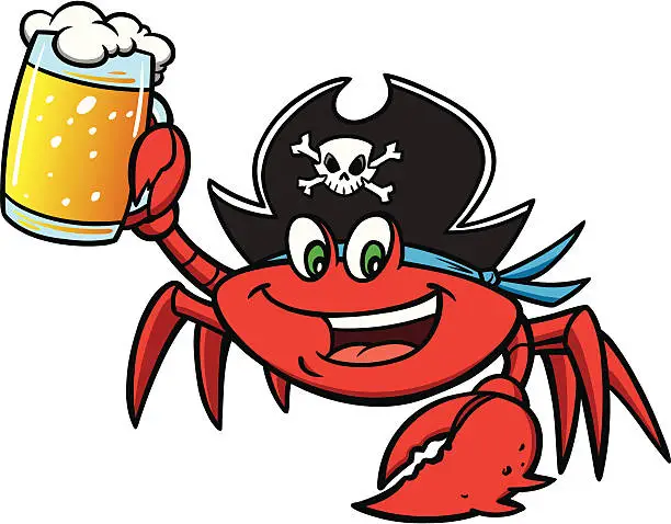 Vector illustration of Crab Pirate